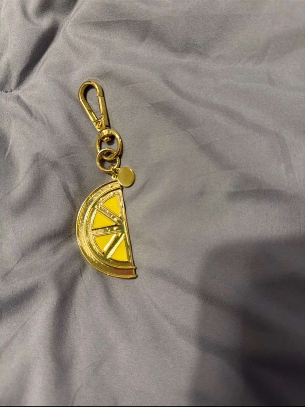Gold-Tone Yellow Citrus Slice Keychain Charm